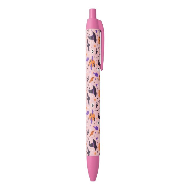 Bolígrafo De Tinta Negra Patrón de Halloween púrpura y rosa (Parte inferior (Vertical))