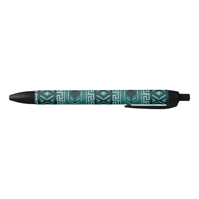 Bolígrafo De Tinta Negra Patrón De Impresión Azteca Turquesa Y Negro Del Su (Parte de abajo)