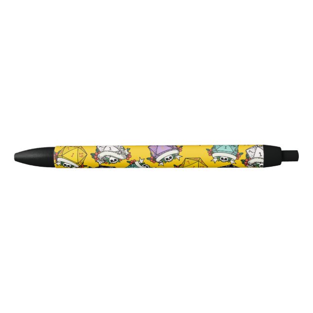 Bolígrafo De Tinta Negra Patrón de juego de dados D20 (Anverso)