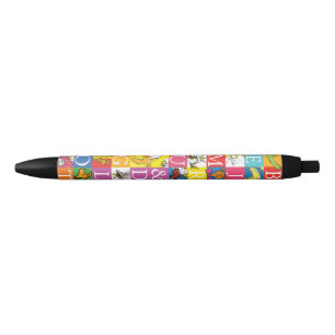 Bolígrafo De Tinta Negra Patrón de letras de bloque coloridas del alfabeto