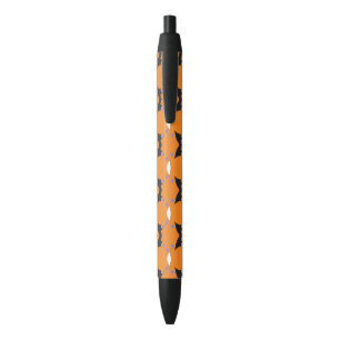Bolígrafo De Tinta Negra Patrón de moda de cráneo naranja