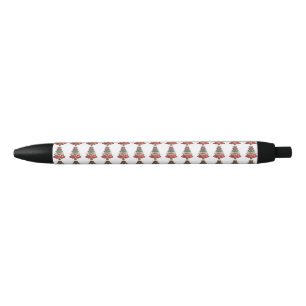 Bolígrafo De Tinta Negra Patrón de Navidad de Flamenco Tropical de Santa