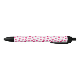 Bolígrafo De Tinta Negra Patrón De Paws, Paws De Perro, Paws Rosados