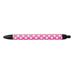 Bolígrafo De Tinta Negra Patrón de punto de polka suave en rosado
