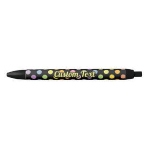 Bolígrafo De Tinta Negra Patrón de puntos de polka arco iris