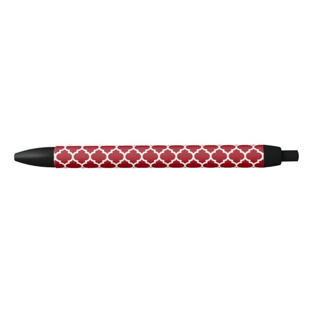 Bolígrafo De Tinta Negra Patrón de Quatrefol de Cranberry Red White Marruec (Anverso)