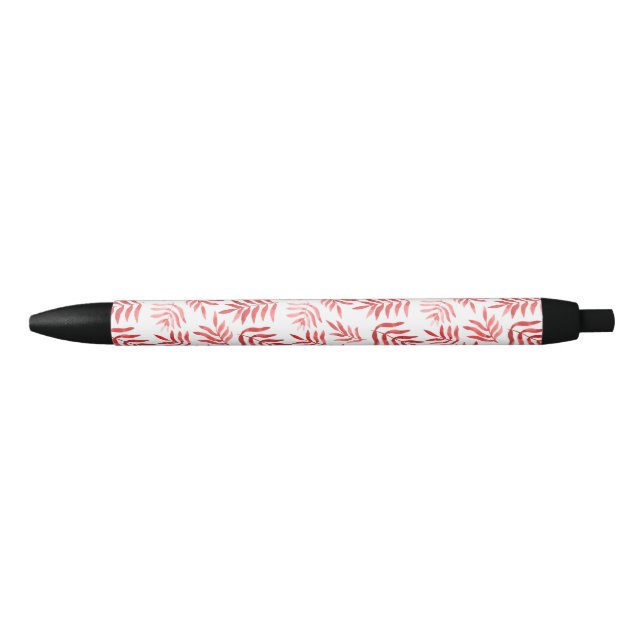 Bolígrafo De Tinta Negra Patrón de ramas de acuarela - naranja (Anverso)