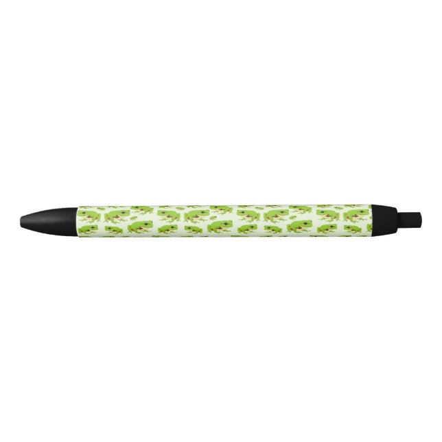 Bolígrafo De Tinta Negra Patrón de rana de árbol verde lindo (Anverso)
