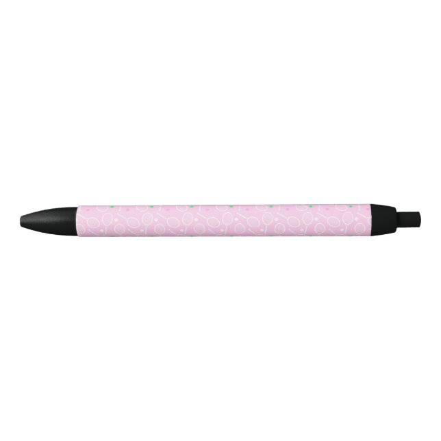 Bolígrafo De Tinta Negra Patrón de raqueta de tenis Pink (Anverso)