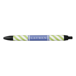 Bolígrafo De Tinta Negra Patrón de rayas verdes y azules