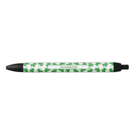 Bolígrafo De Tinta Negra Patrón de trébol irlandés verde gradiente