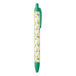 Bolígrafo De Tinta Negra Patrón de Tulipán Amarillo 