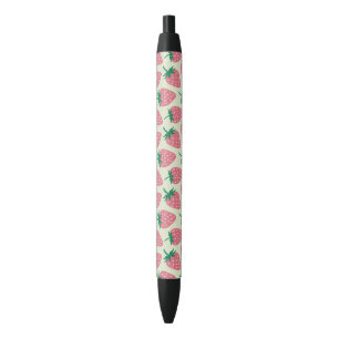 Bolígrafo De Tinta Negra Patrón de verano de fresa rosa