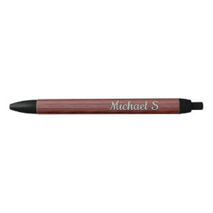 Bolígrafo De Tinta Negra Patrón de veta de madera roja oscura personalizado