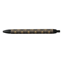 Bolígrafo De Tinta Negra Patrón dorado Art Déco: geométrico vintage elegant