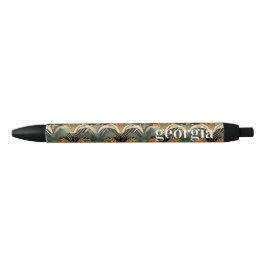 Bolígrafo De Tinta Negra Patrón Egipcio Art Déco | Monograma