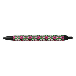 Bolígrafo De Tinta Negra Patrón floral con flores coloridas