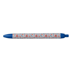 Bolígrafo De Tinta Negra Patrón floral con tema de EE. UU./americano