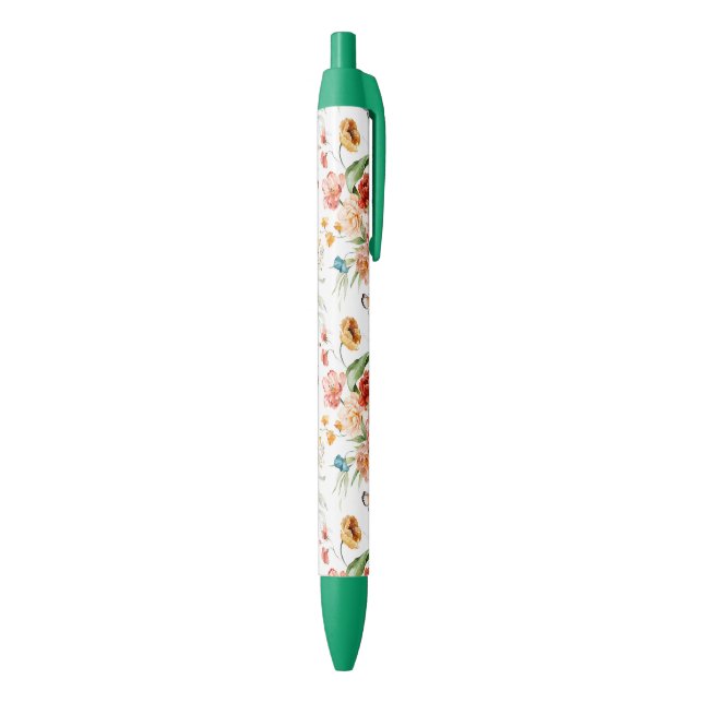 Bolígrafo De Tinta Negra Patrón floral de jardín (Parte inferior (Vertical))