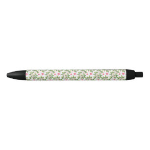 Bolígrafo De Tinta Negra Patrón floral de rama de flor de acuarela