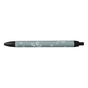 Bolígrafo De Tinta Negra Patrón floral moderno
