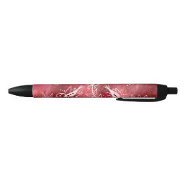 Bolígrafo De Tinta Negra Patrón floral rojo