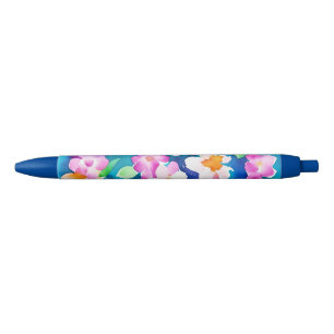 Bolígrafo De Tinta Negra Patrón floral rosa y Bonito