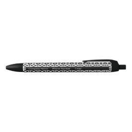 Bolígrafo De Tinta Negra Patrón geométrico elegante en blanco y negro