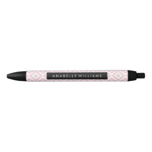 Bolígrafo De Tinta Negra Patrón geométrico moderno rosa y beige
