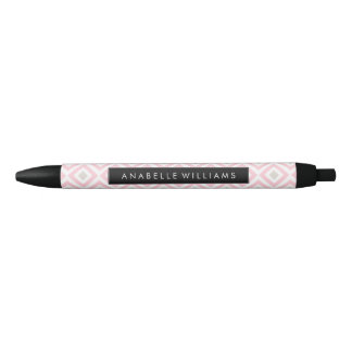 Bolígrafo De Tinta Negra Patrón geométrico moderno rosa y beige