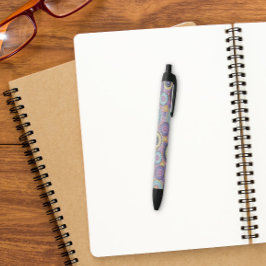 Bolígrafo De Tinta Negra Patrón geométrico púrpura elegante moderno y con e