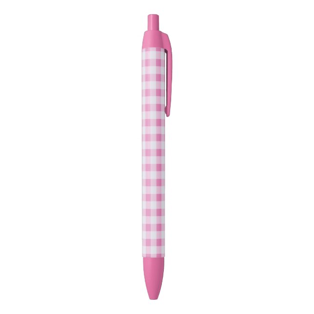 Bolígrafo De Tinta Negra Patrón Gingham controlado - Blanco Rosa (Parte inferior (Vertical))