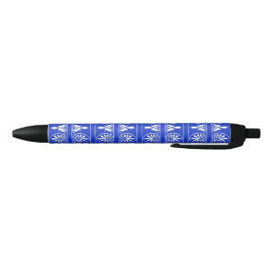 Bolígrafo De Tinta Negra Patrón griego árabe-mediterráneo azul