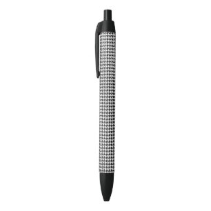 Bolígrafo De Tinta Negra Patrón Houndstap negro y blanco