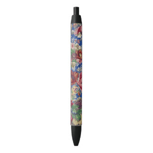 Bolígrafo De Tinta Negra Patrón Ornamental de Rosa Victoriana Azul Real