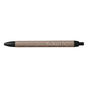 Bolígrafo De Tinta Negra Patrón personalizado de aspecto de veta de madera 