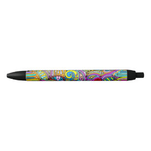Bolígrafo De Tinta Negra Patrón Pintado A Mano Y Digitalmente Art. 6