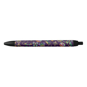 Bolígrafo De Tinta Negra Patrón púrpura de Mardi Gras