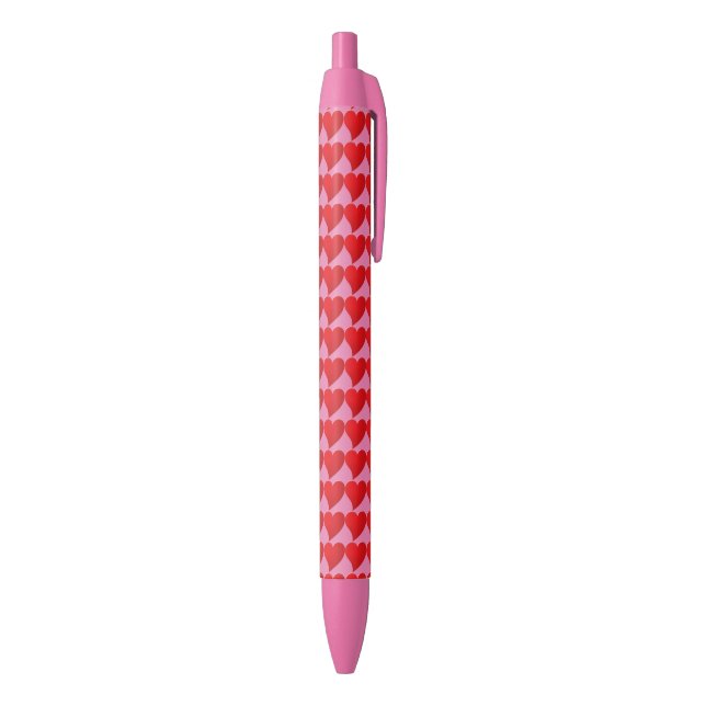 Bolígrafo De Tinta Negra Patrón rosa de los corazones rojos grandes (Parte inferior (Vertical))