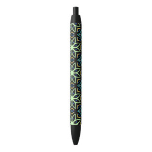 Bolígrafo De Tinta Negra Patrón simétrico floral sin soldadura