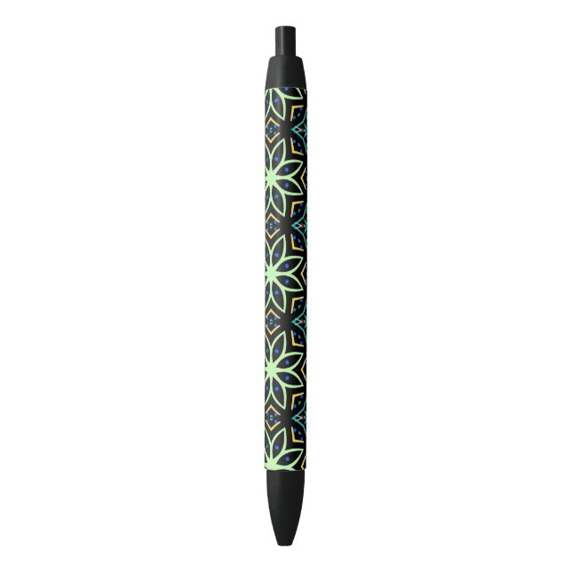Bolígrafo De Tinta Negra Patrón simétrico floral sin soldadura (Frente vertical)