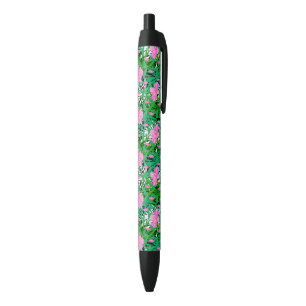 Bolígrafo De Tinta Negra Patrón tropical con flores de selva