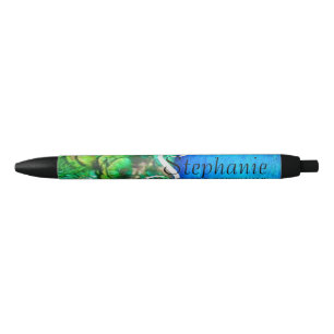 Bolígrafo De Tinta Negra Pavo real elegante moderno corporativo negro en