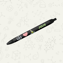 Bolígrafo De Tinta Negra Paz, amor y ciencia con nombre