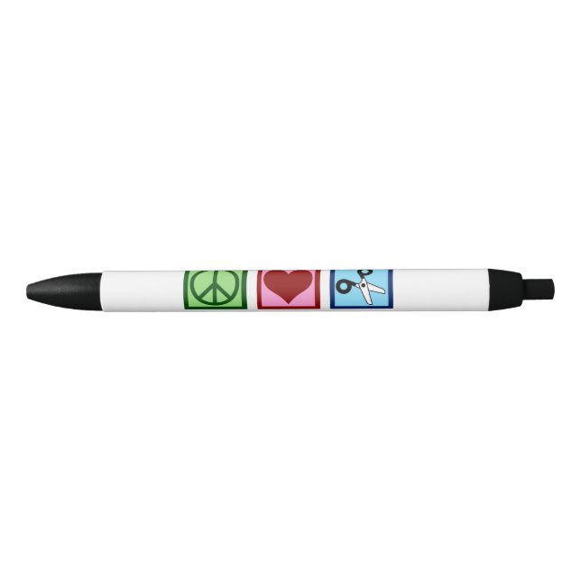 Bolígrafo De Tinta Negra Peace Love Hairlows Personalizado Hair Salon (Anverso)