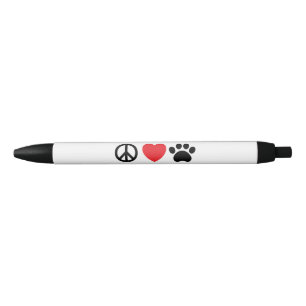Bolígrafo De Tinta Negra Peace Love Paw Pen