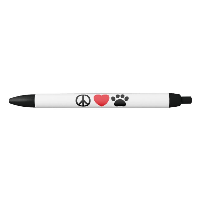 Bolígrafo De Tinta Negra Peace Love Paw Pen (Anverso)