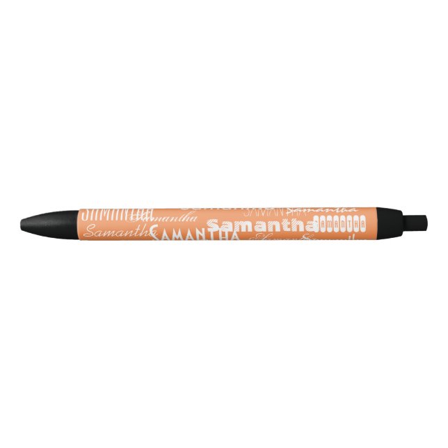 Bolígrafo De Tinta Negra Peach de nombres personalizado (Anverso)