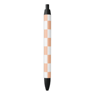 Bolígrafo De Tinta Negra Peach Fuzz Checkered Gingham Pattern