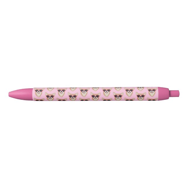 Bolígrafo De Tinta Negra Pembroke Welsh Corgi Pink personalizado (Anverso)
